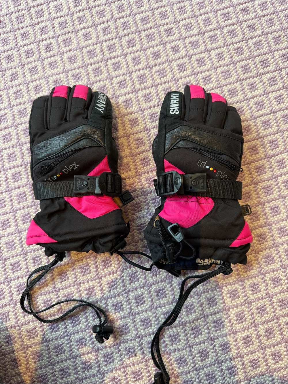 Swany Kids Pink & Black Waterproof Mittens